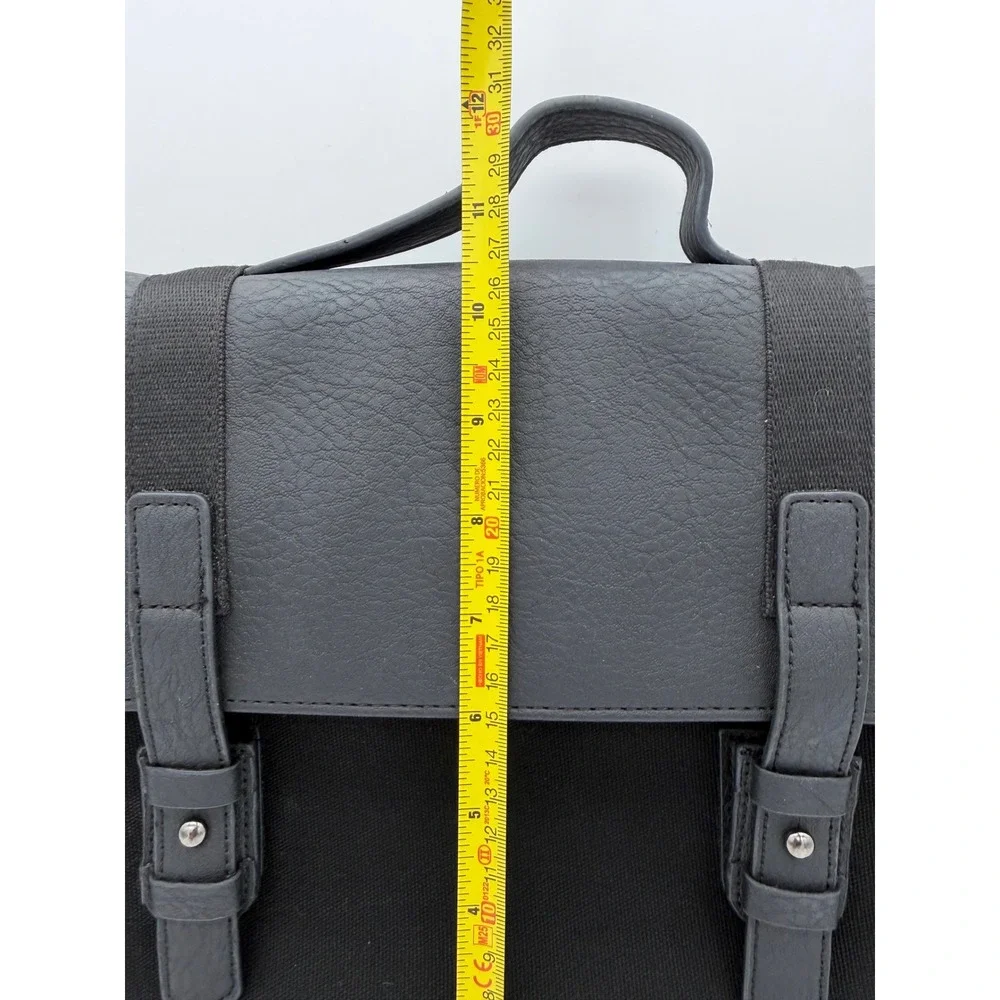 Typo Black Canvas Faux Leather Messenger Bag Crossbody Laptop Satchel Work Bag
